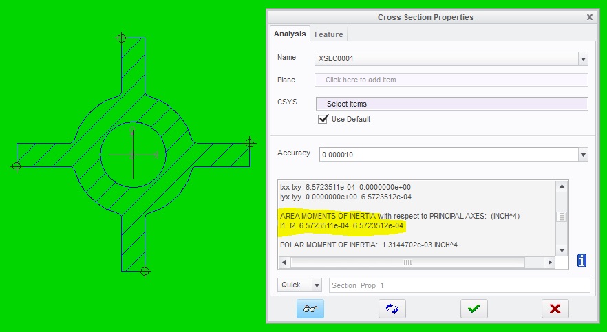 cross section properties CAD model