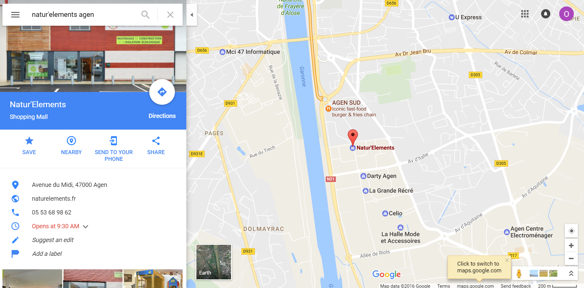 Position du magasin plancher chauffant Natur'Eléments à Agen