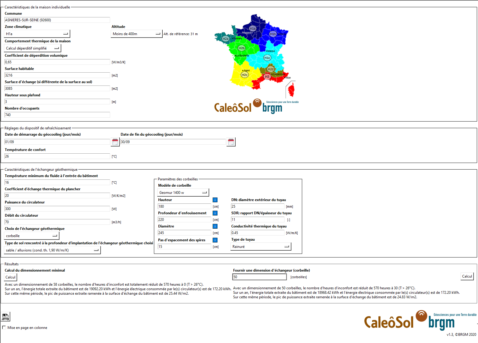 Simulation: Climatiser avec du géocooling dans un collège en région parisienne