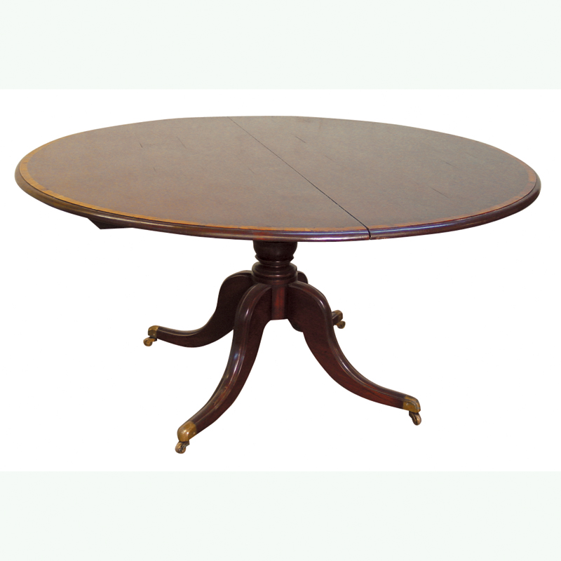Mid Cherry Yew Wood Banded 60 Round Expanding Pedestal Table