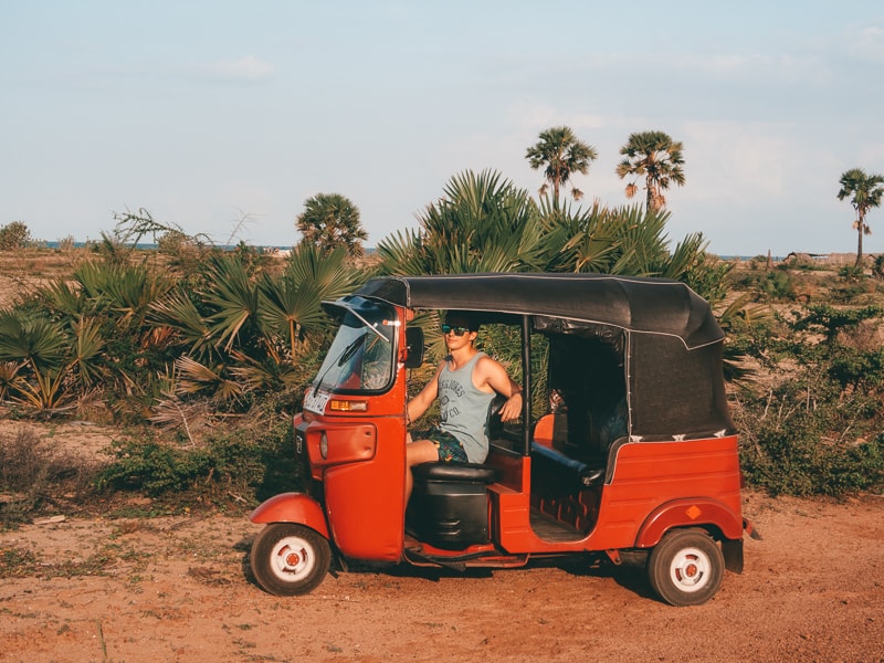 driving a tuk tuk in Sri Lanka