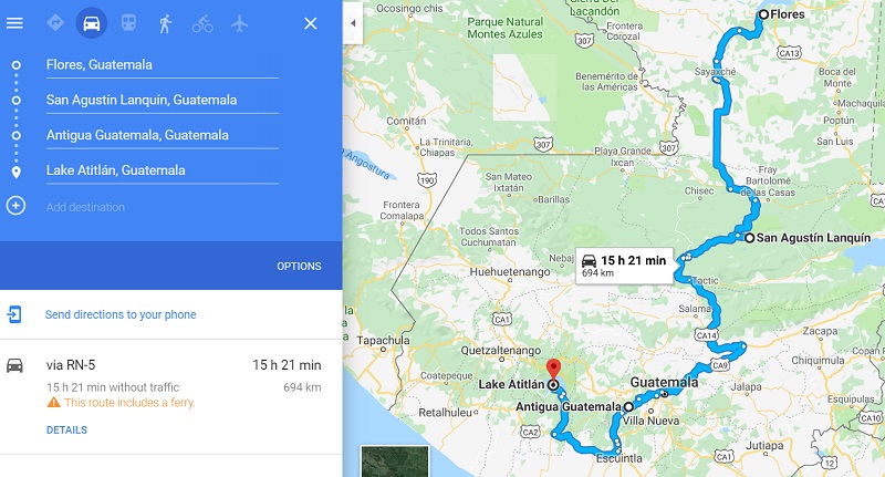 our chosen 2 week Guatemala itinerary