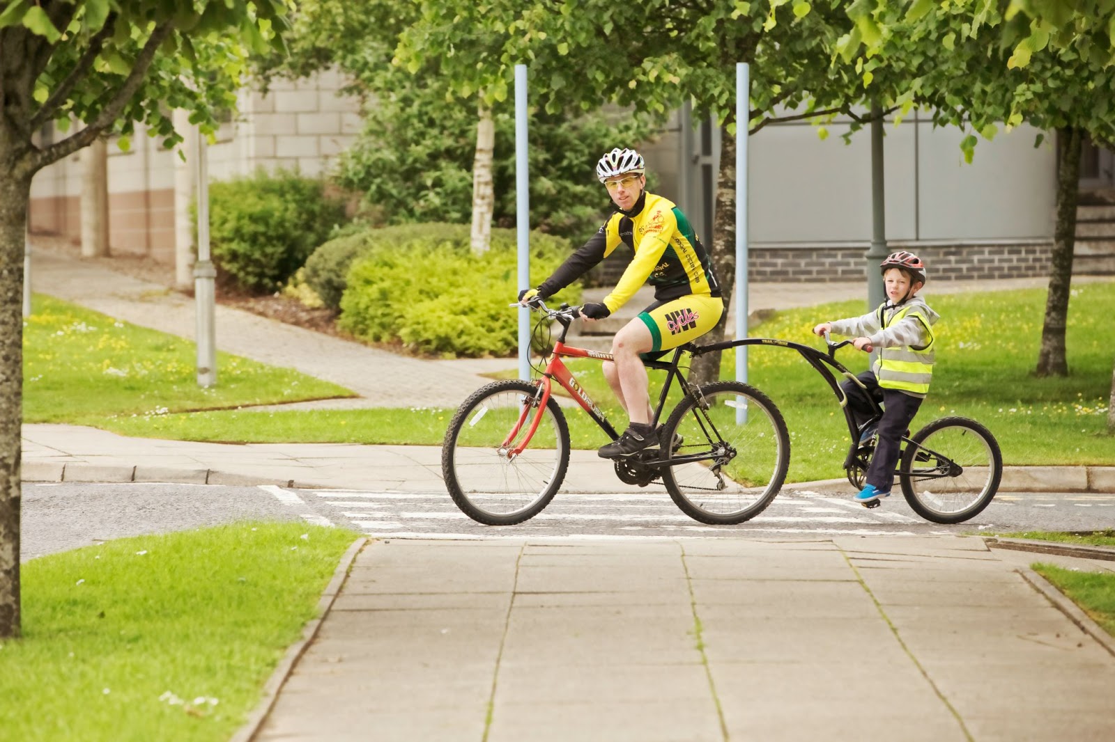 Cycling in a park