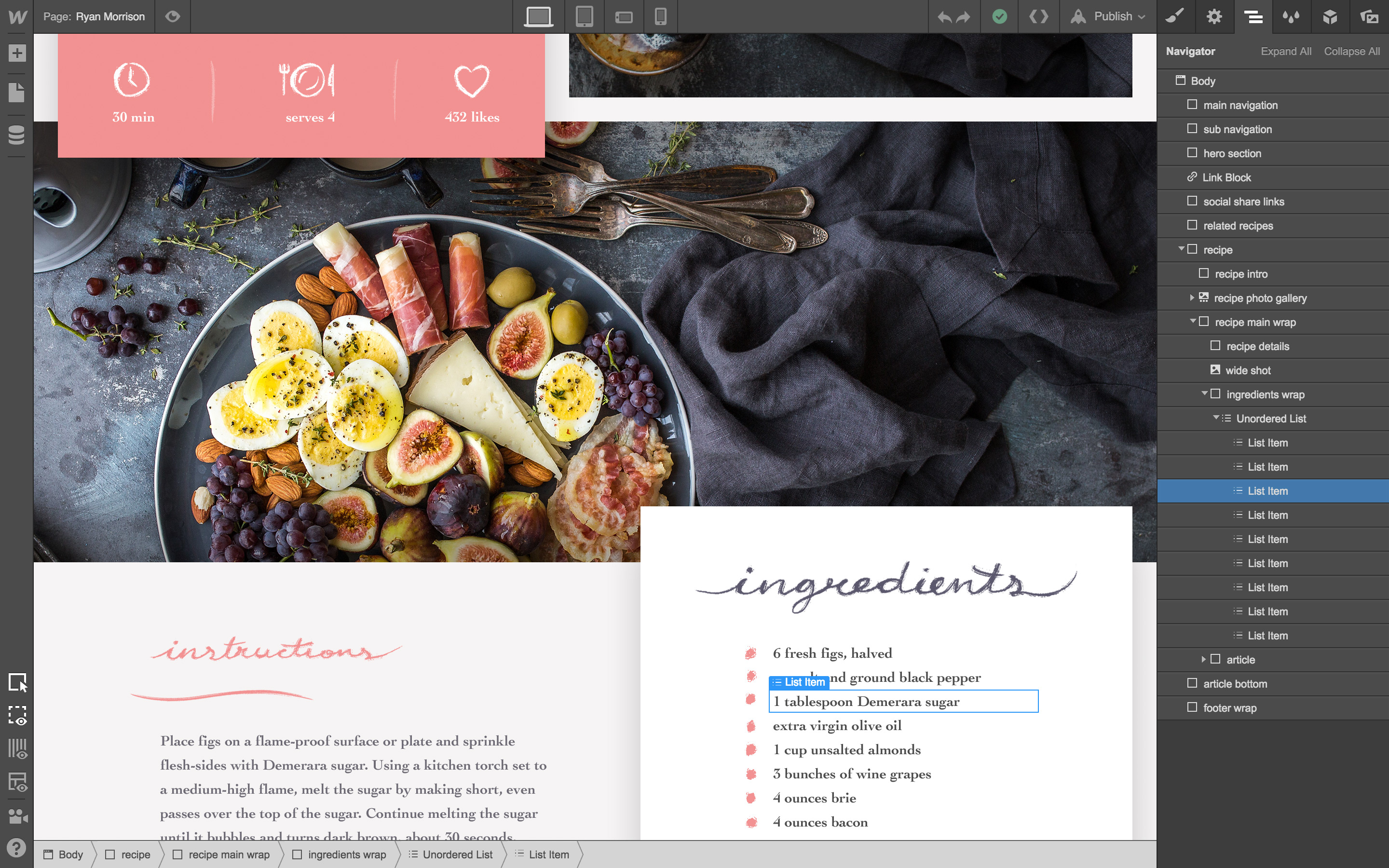Organize your DOM elements in the Webflow Navigator panel for any site