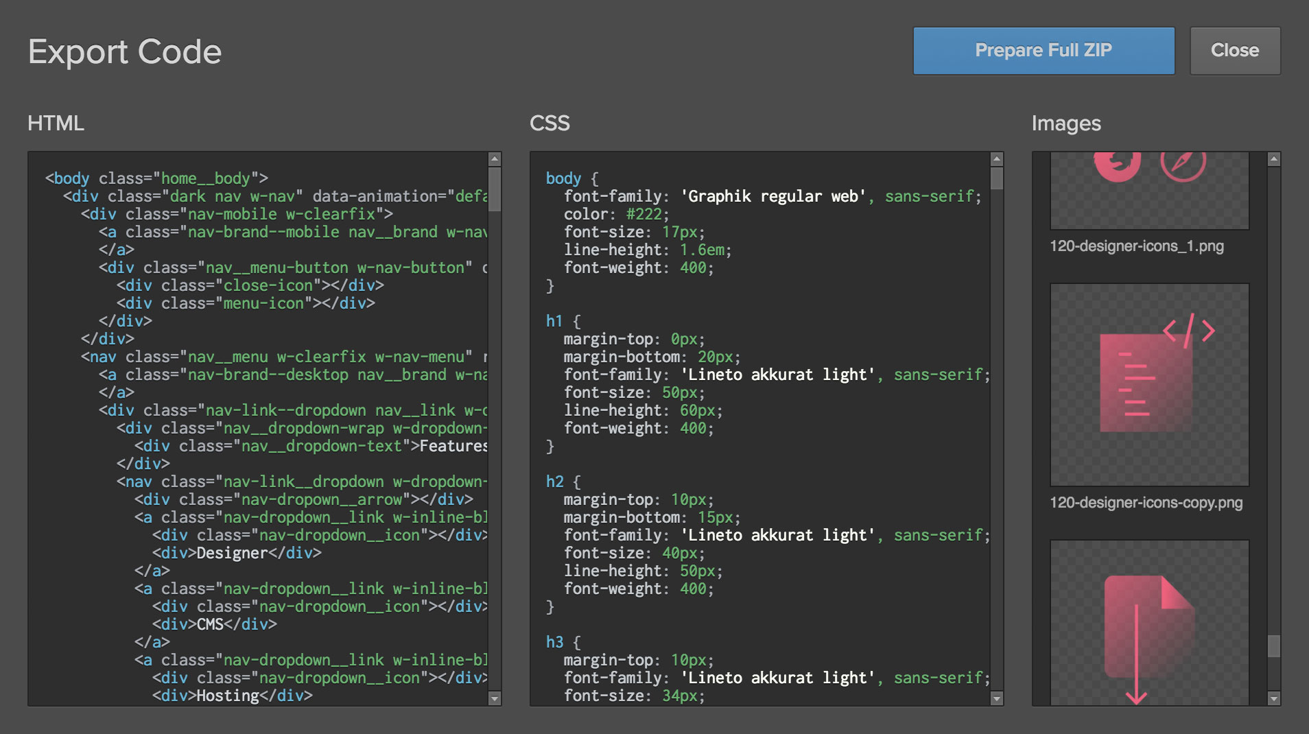 Export clean, semantic code that even your developers will love
