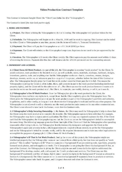 Video Production Contract Template
