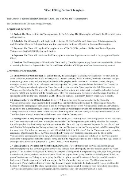 Video Editing Contract Template
