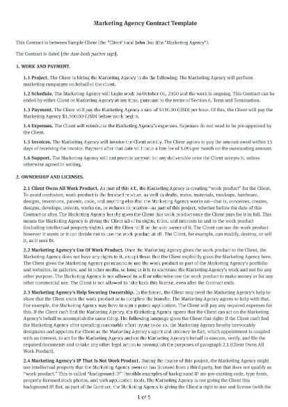 Marketing Agency Contract Template