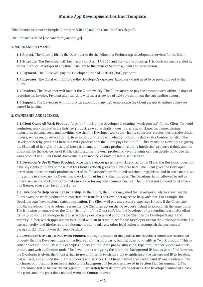 Mobile App Development Contract Template