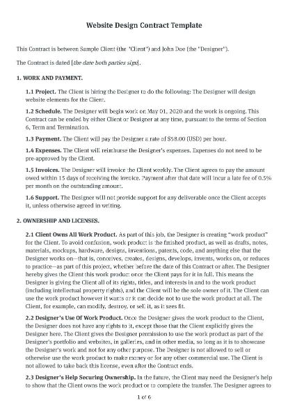 Web Design Contract Template