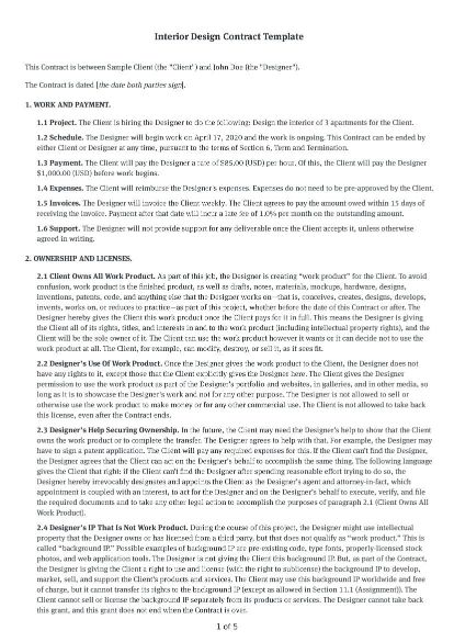 Interior Design Contract Template
