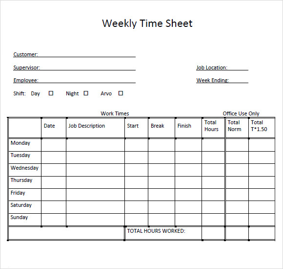  Download Weekly Timesheet Template Bonsai