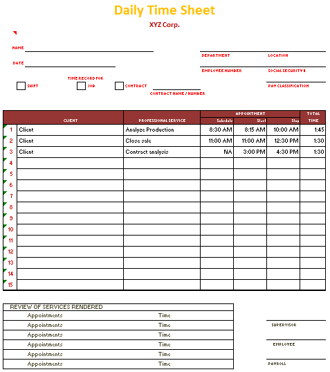 daily time sheet template download bonsai