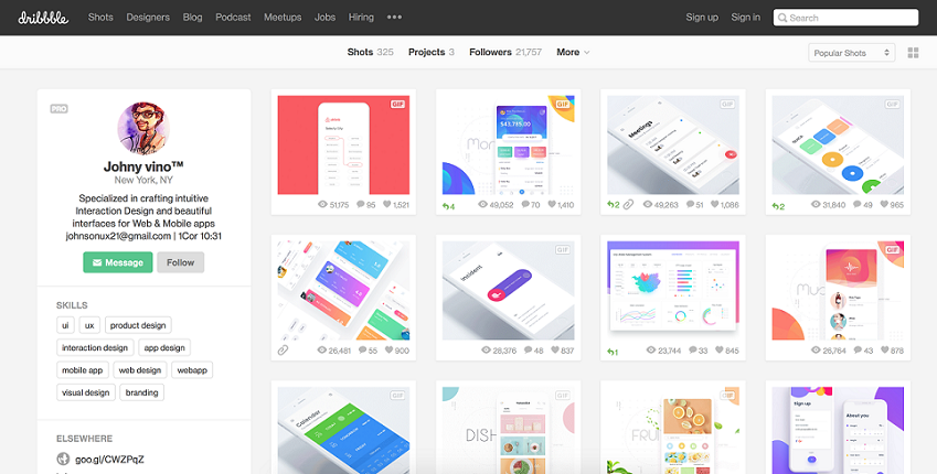 Dribbble Johny Vino Design Portfolio