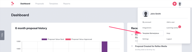 Better Proposals dashboard