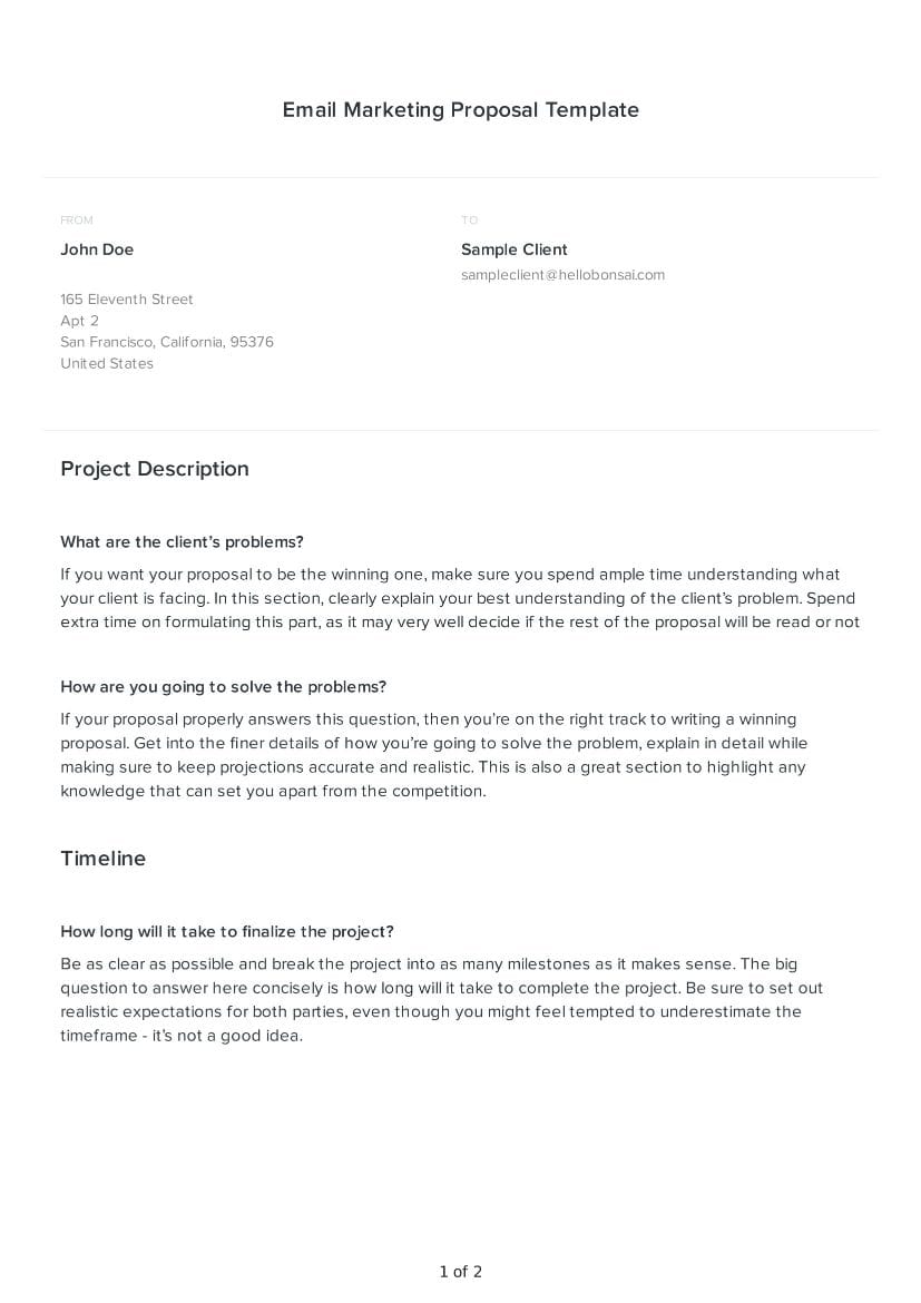 Business proposal email template picture