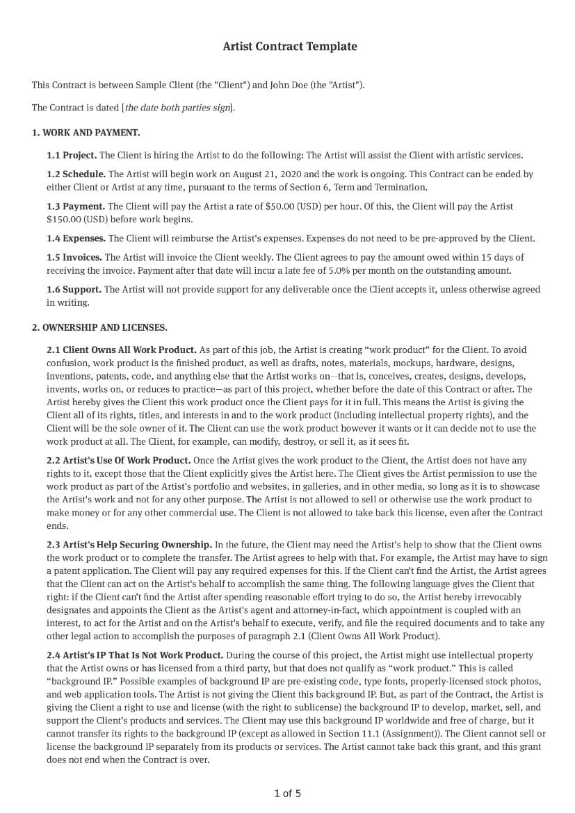Artist Contract Agreement Template - Makeup Artist Contract Template Free Artist Contract Agreement Template - Makeup Artist Contract Template Free