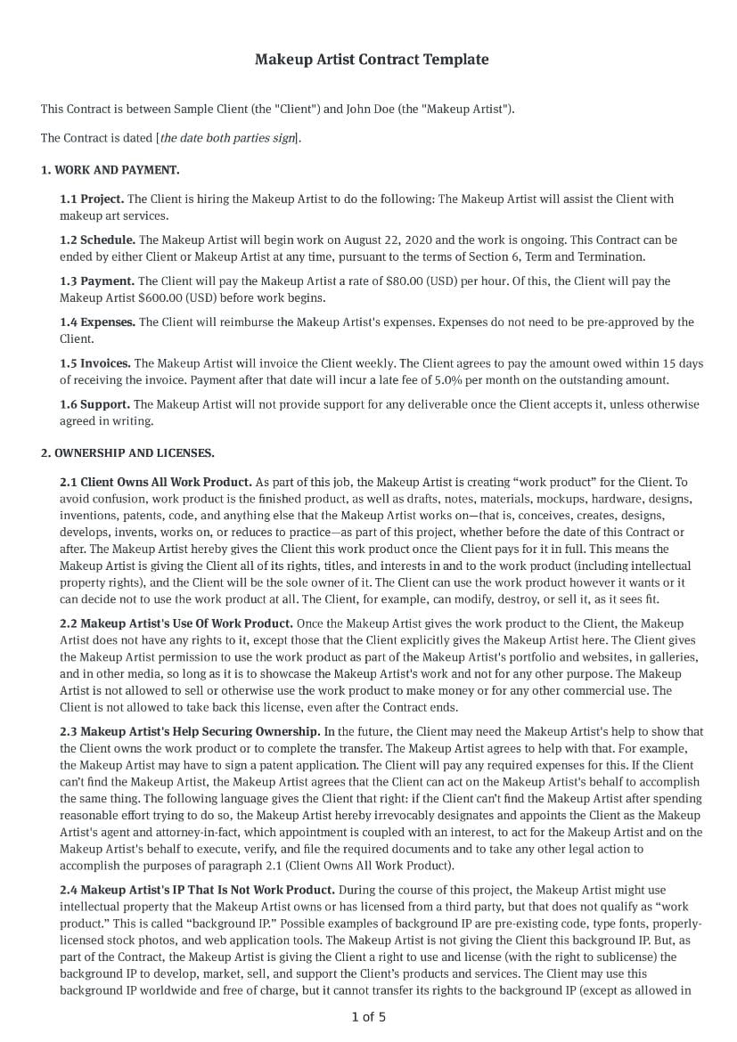 A Legal Makeup Artist Contract Template - Makeup Service Contract A Legal Makeup Artist Contract Template - Makeup Service Contract