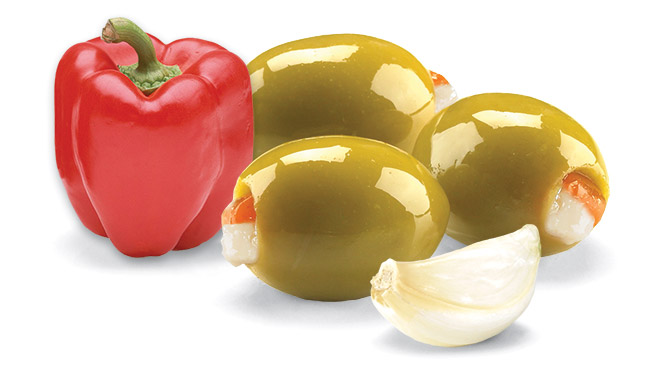 Garlic & Red Pepper Stuffed Olives Image
