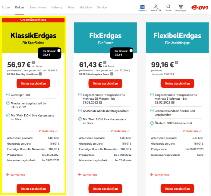 Gasanbieter Wechseln