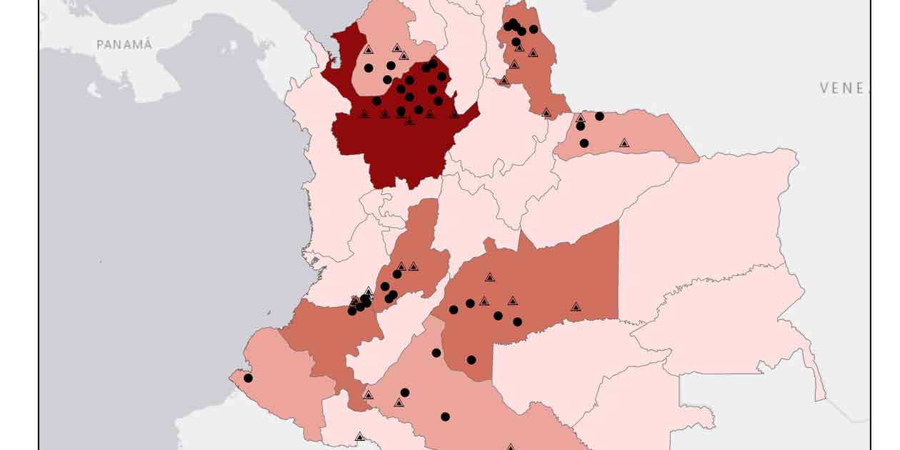 This map of RGA departments and municipalities within Colombia was generated using GADM administrative boundaries.