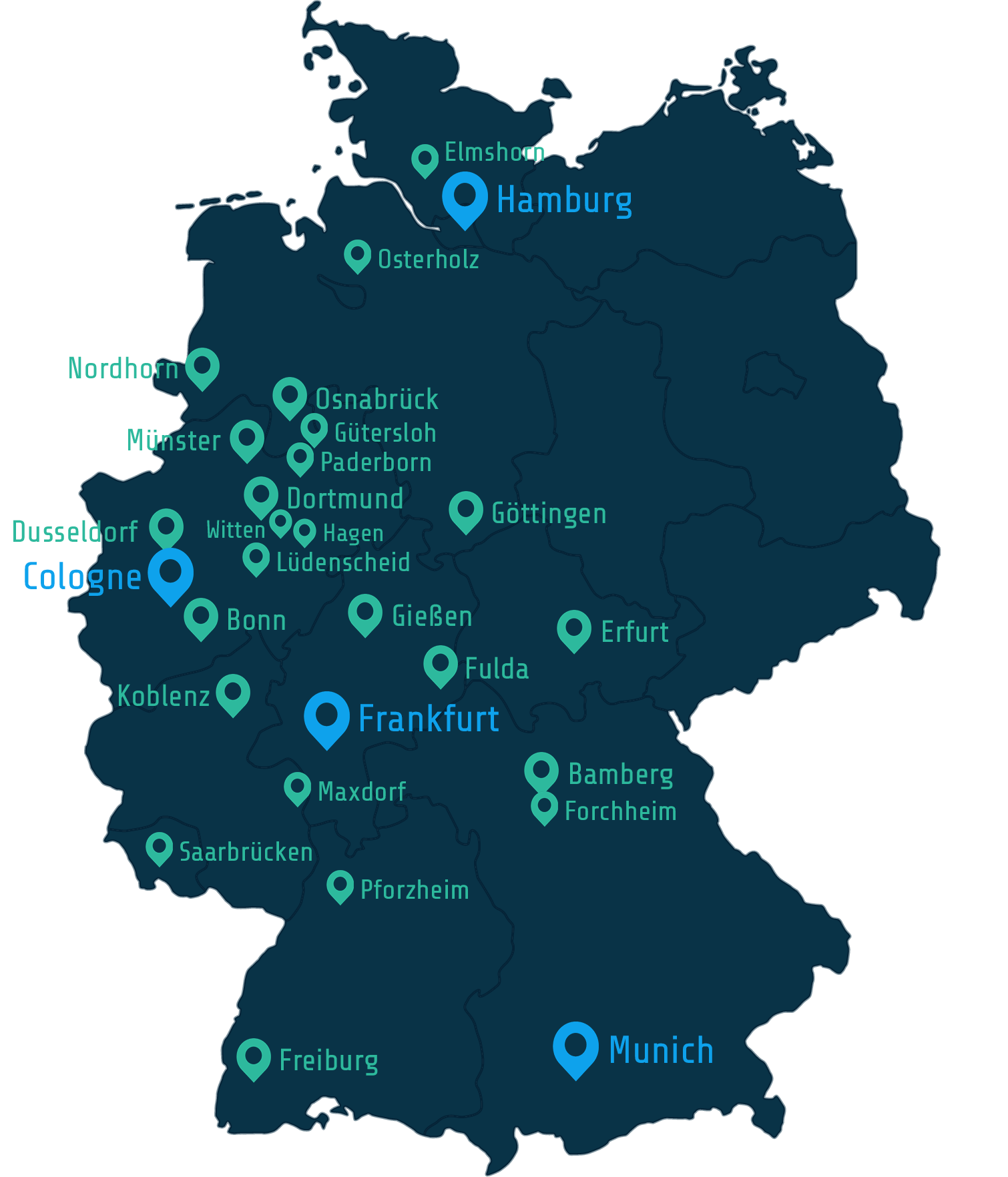 Map of Germany with customers