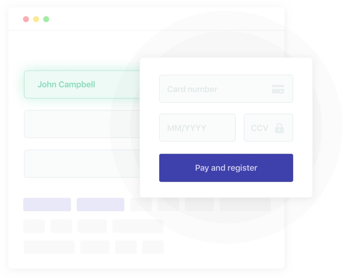 Beautiful registration and easy payments
