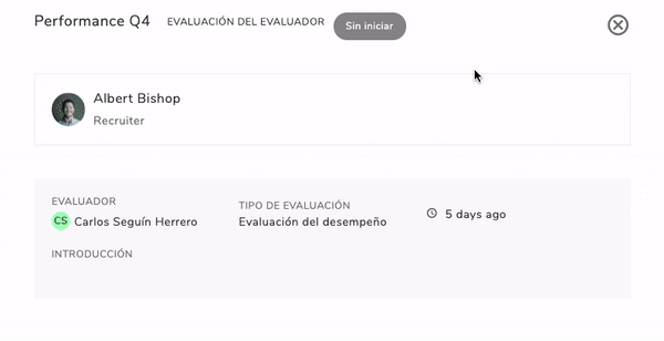 ejempo del software para la evaluación del desempeño de Kenjo