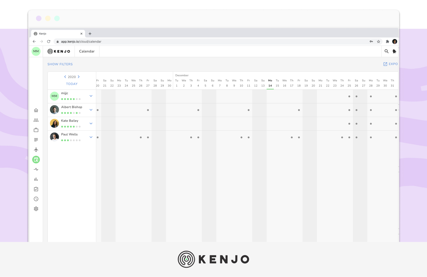 kenjo's Absence and leave management interface