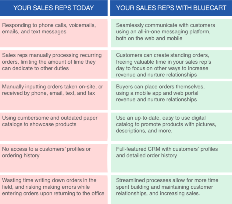 BlueCart Sales Team Improvement Chart