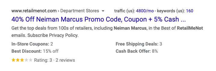 ecommerce seo rich result