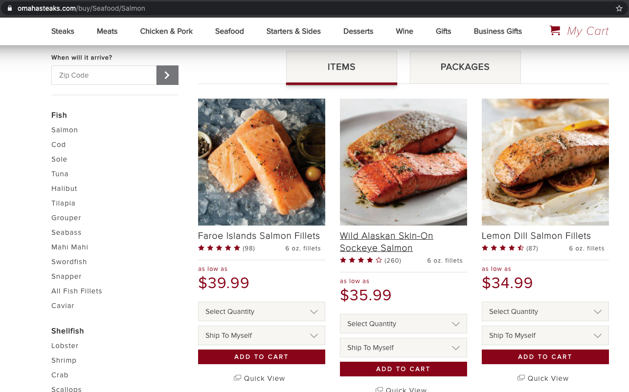 ecommerce subcategory page