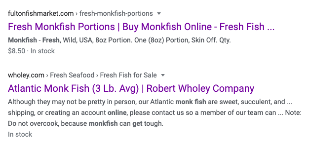 SEO ecommerce rich results
