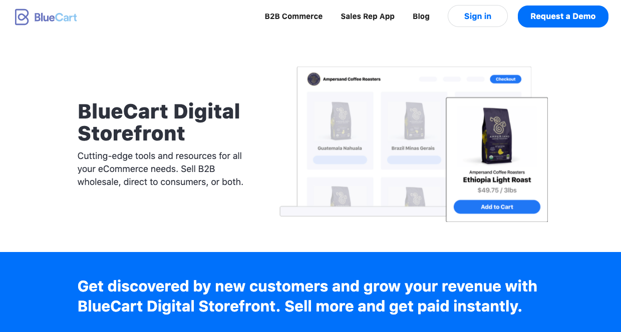 bluecart digital storefront ecommerce platform