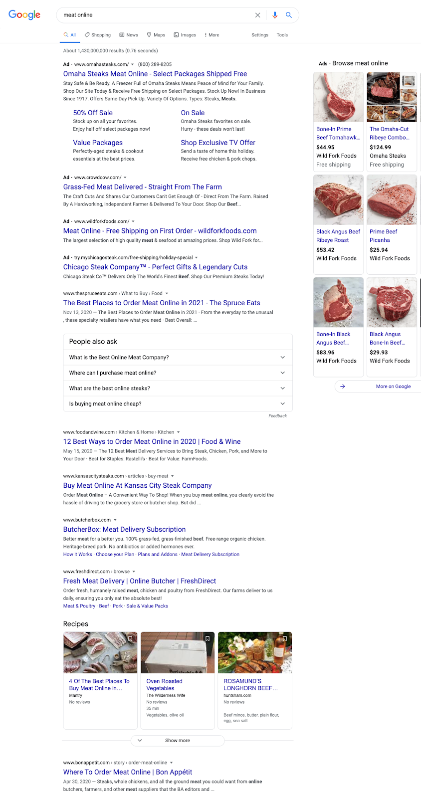 meat online google search results