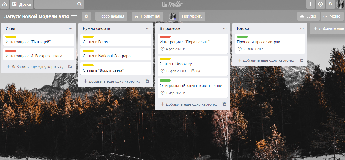 Trello в работе пиарщика