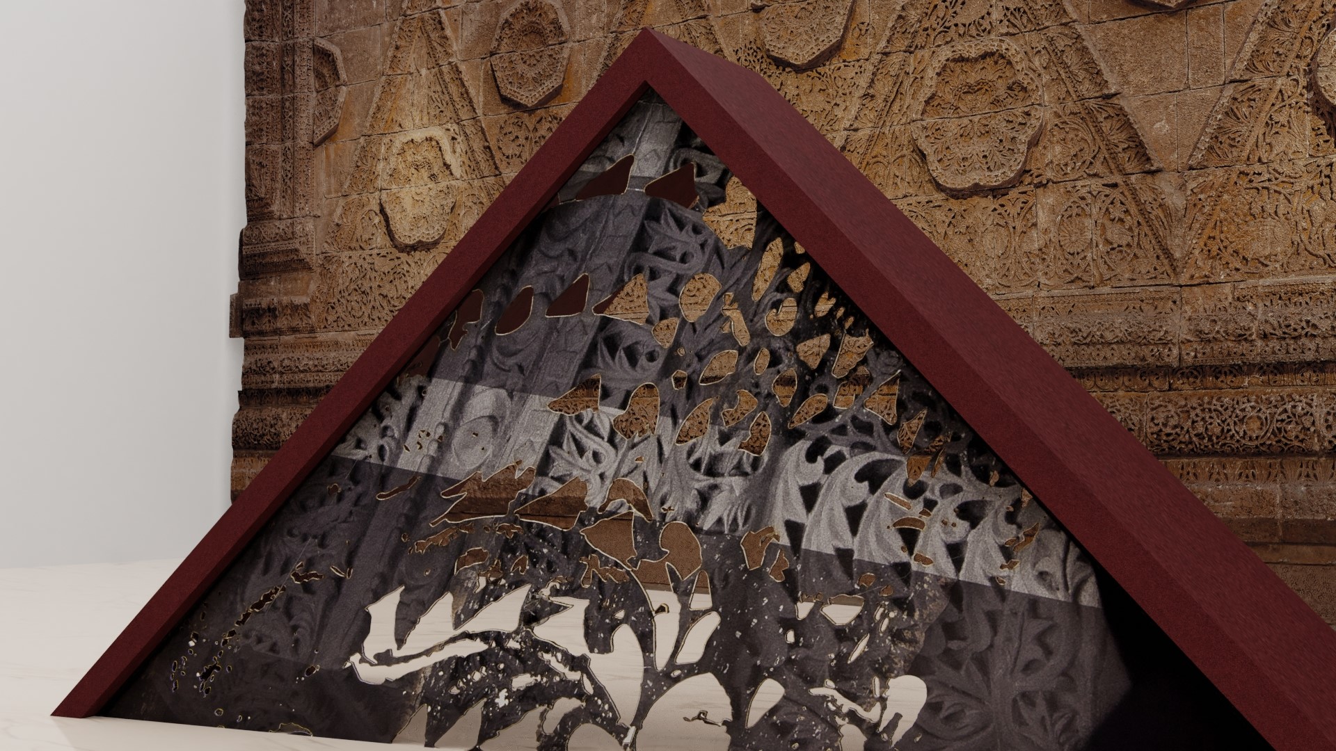 Ali Kaaf, Ich bin Fremder. Zweifach Fremder, rendering / Pergamonmuseum, Mschatta-Saal © Ali Kaaf