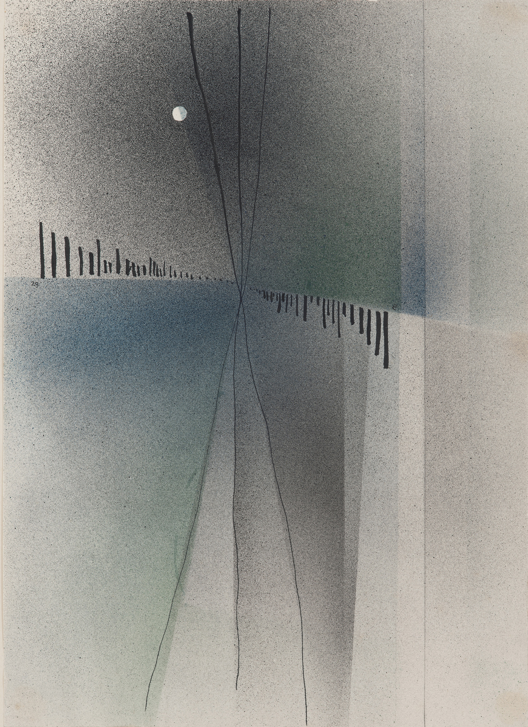 Alfred Ehrhardt, Tiefe II, 1929 Aquarell (Spritztechnik), Tusche und Bleistift auf Büttenpapier 27,0 x 26,8 cm © Alfred Ehrhardt Stiftung