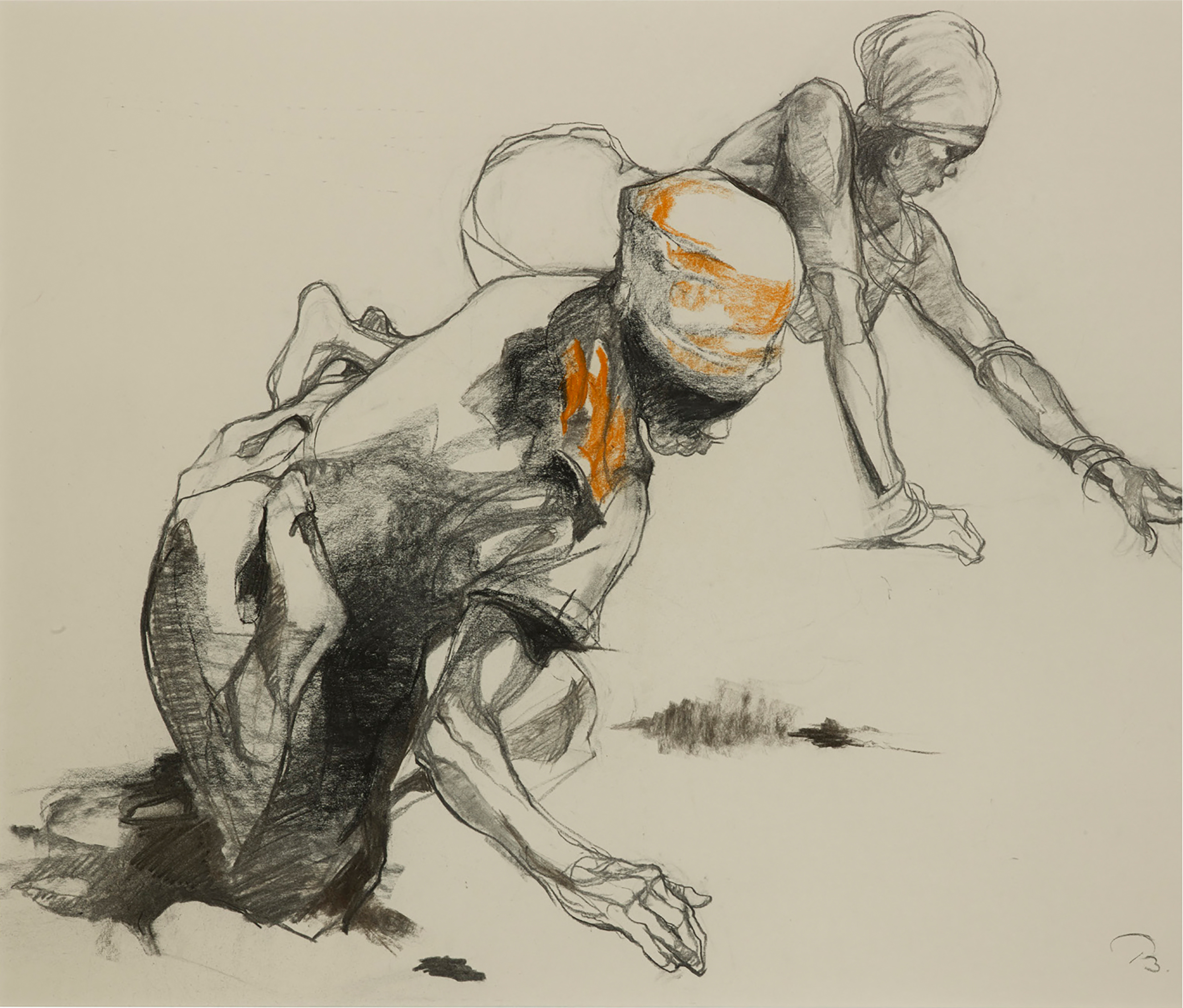 Ruth Baumgarte The Gleaners I, 1988, Kohle und Kreide auf Papier, 82,2 × 97 cm © Kunststiftung Ruth Baumgarte