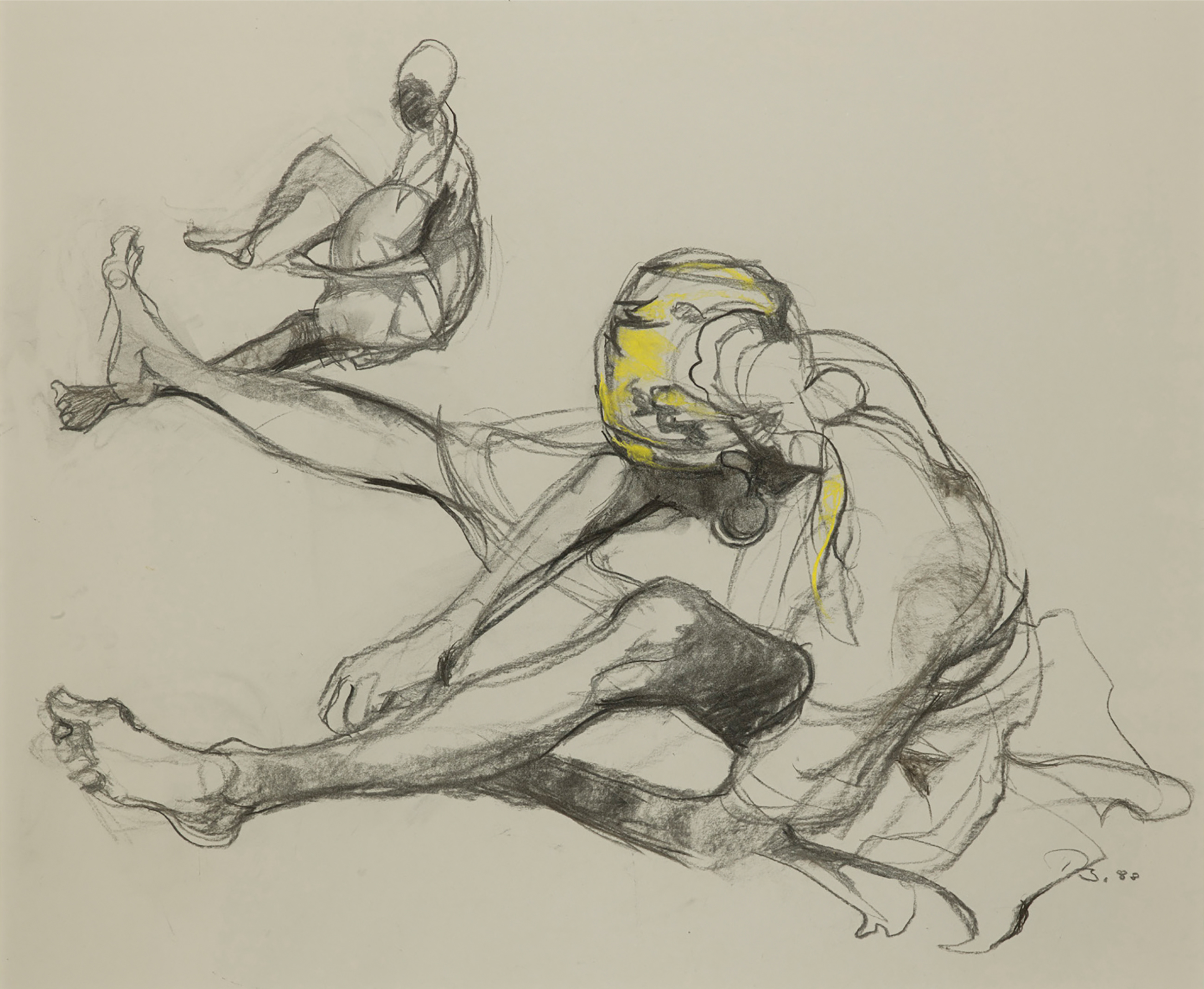 Ruth Baumgarte The Gleaners II , 1988, Kohle und Kreide auf Papier, 84 × 96 cm © Kunststiftung Ruth Baumgarte