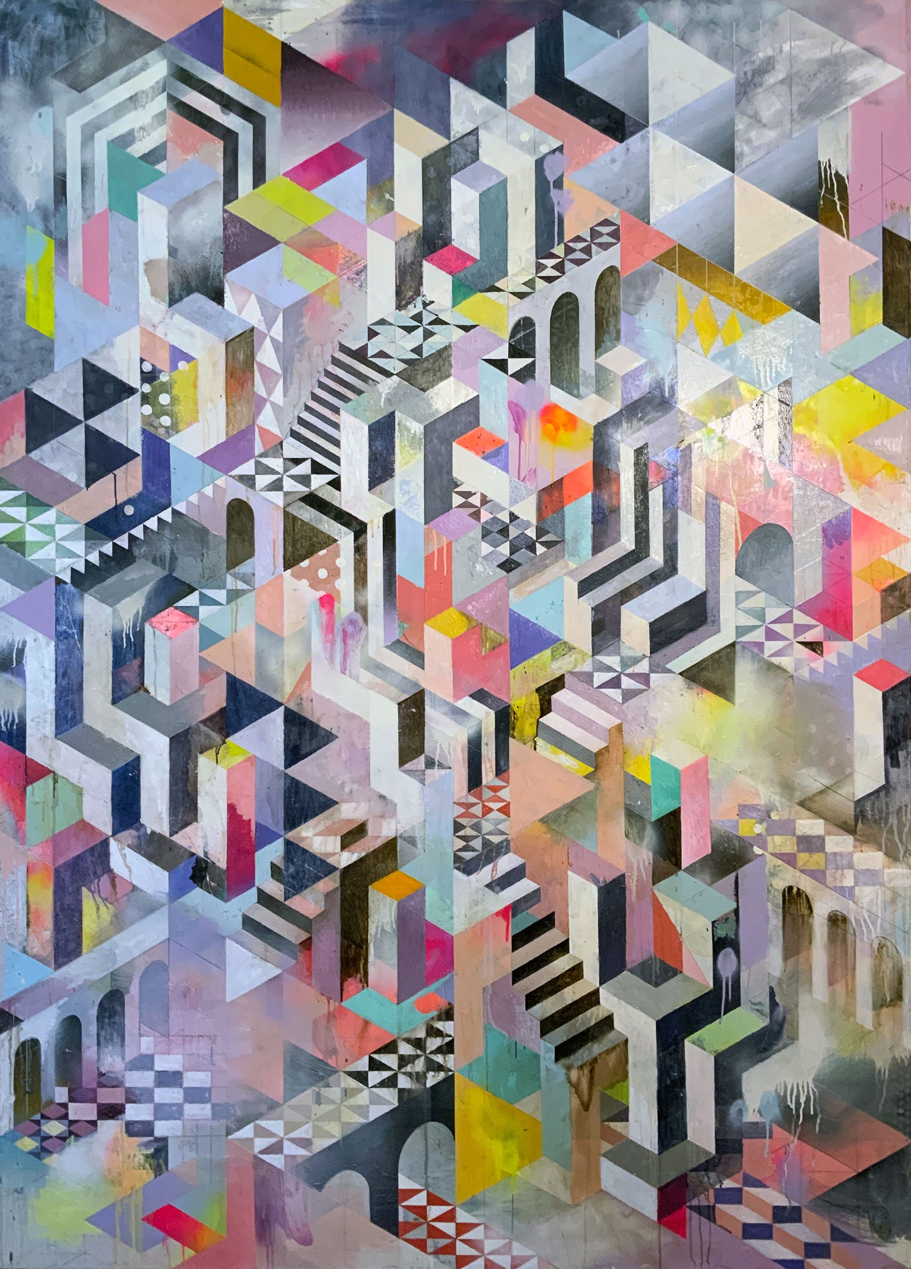 Michael Conrads, Death in Venice, 2020-2021, Öl, Sprühfarbe, Pigment und Bitumen und Schellack auf Leinen, 250 x 180cm © Michael Conrads