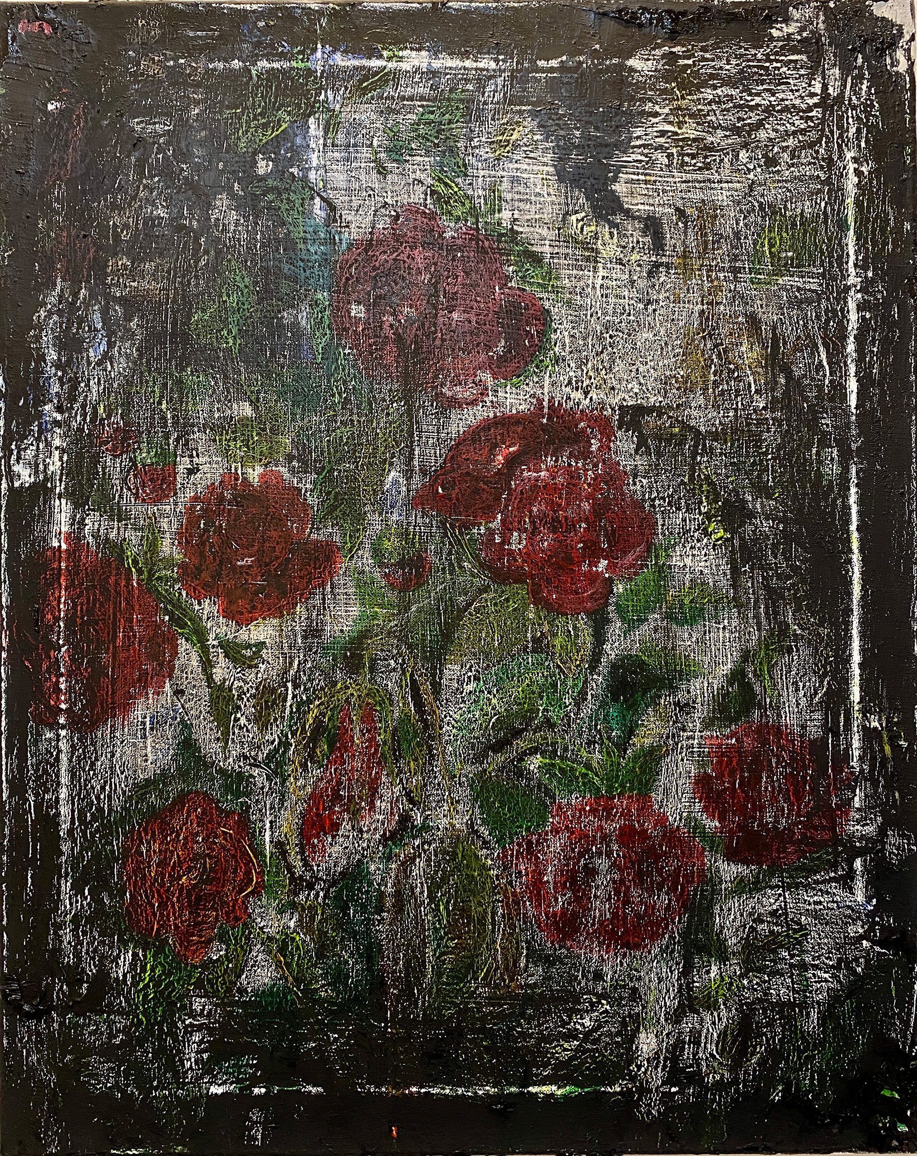 Eliška Bartek, rotto, 2022, Öl auf Leinwand (verätzt), 82 x 65 cm © Eliška Bartek, Foto: Ariane Tepas / Hilleckes Gallery