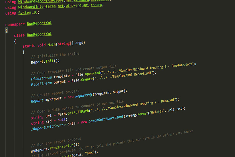 windward report engine embedded code