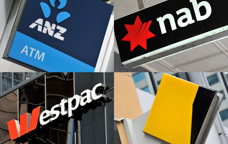 The big four banks in Australia. Westpac, Commonwealth, ANZ, NAB.