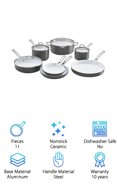 10 Best Ceramic Cookware Sets 2019 Ing Guide Geekwred Calphalon Clic Ceramic Best Cookware Sets