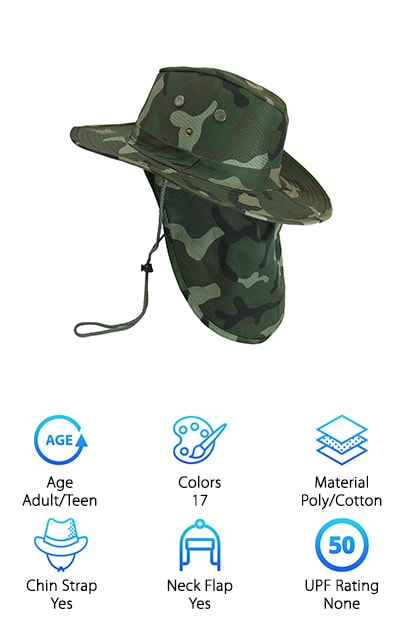 military boonie hat with neck flap