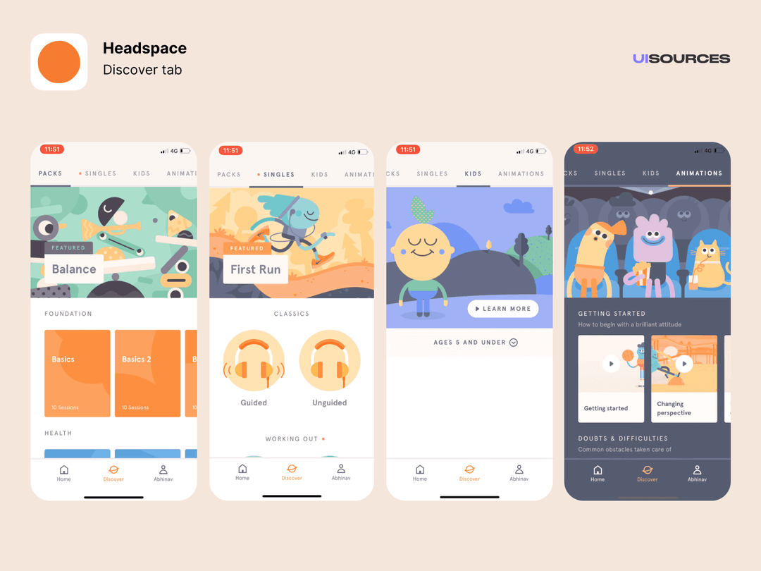 Headspace Content Screens Screenshots UI Sources