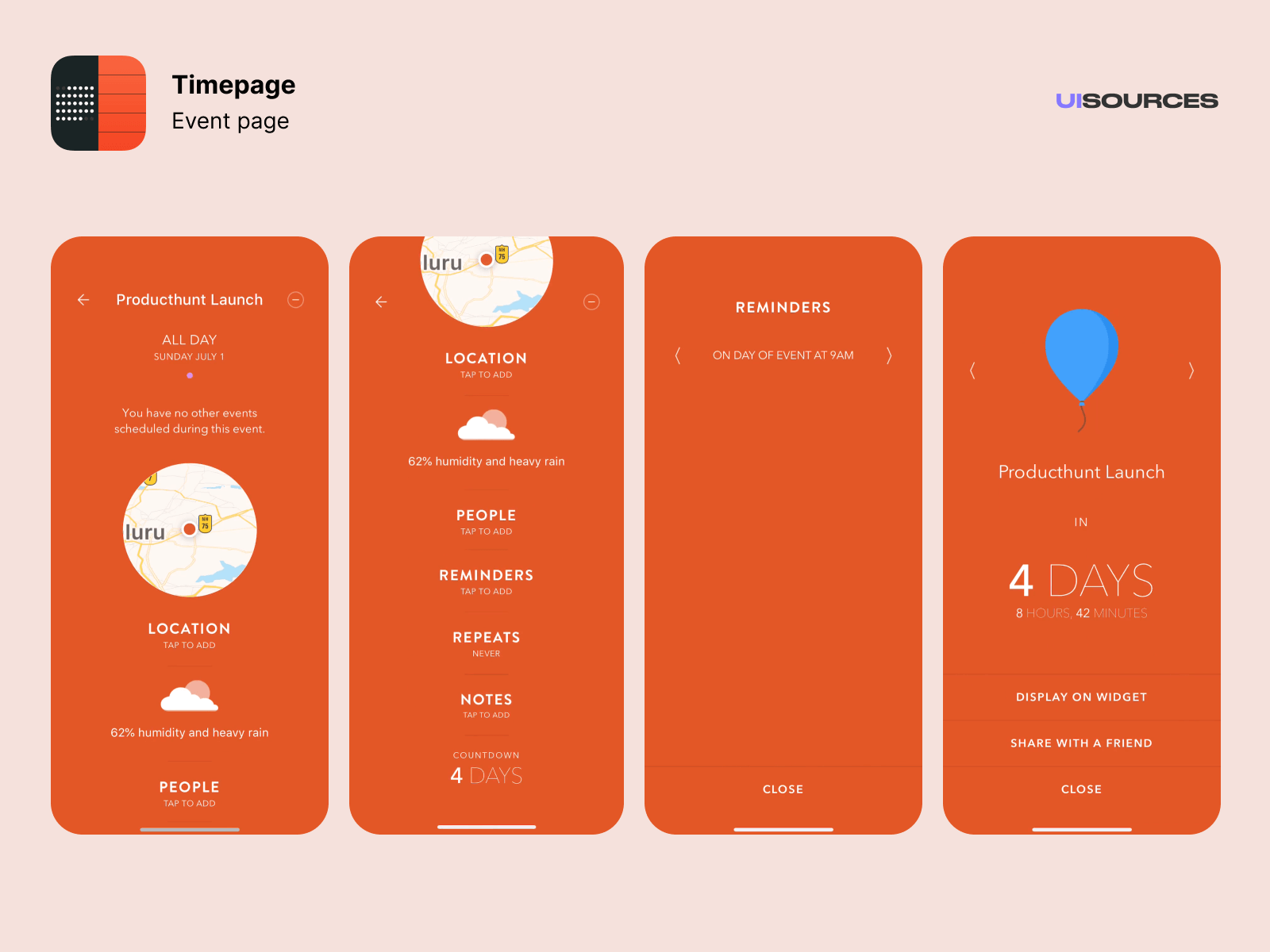 Timepage App Calendar by Moleskine UI Sources