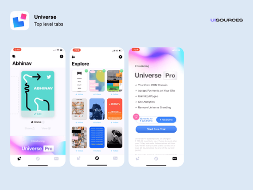 Universe App - Website builder | UI Sources