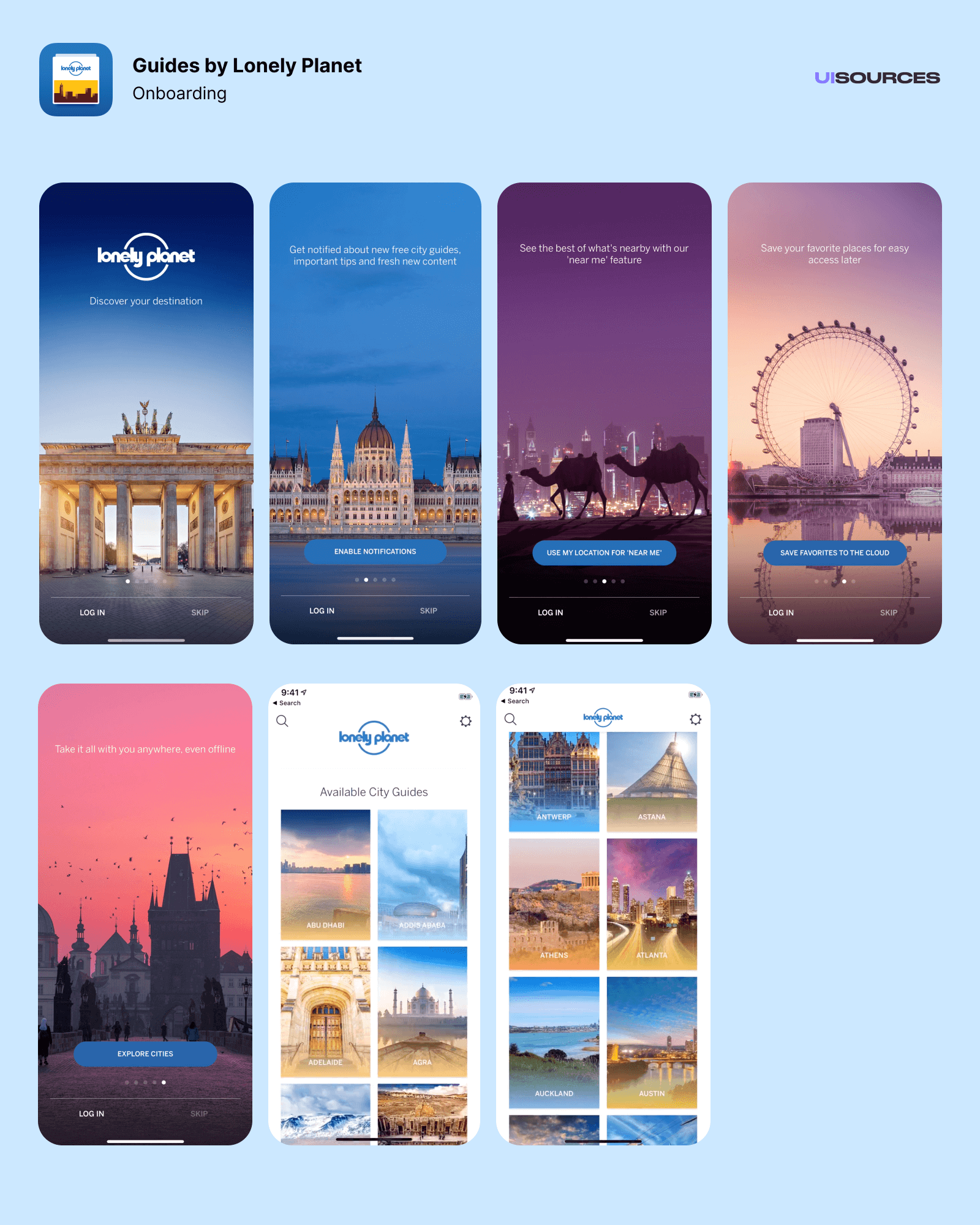 Guides by Lonely Planet Onboarding Screenshots UI Sources